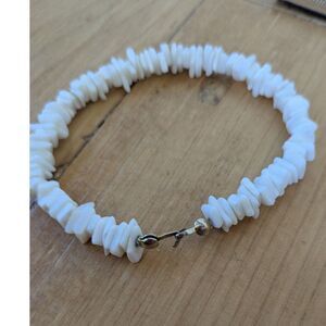 Vintage White Puka Shell Bracelet or Anklet - 7"
